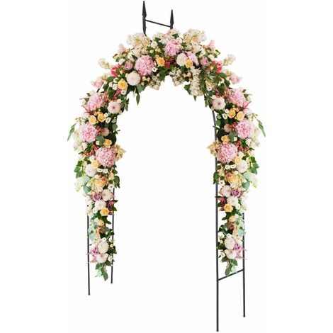 COSTWAY Rosenbogen Torbogen Rosengitter Gartenbogen Rankgitter Pergola Spalier Metall Tor für Rosen Blumen Garten Terrasse 255x140x38cm
