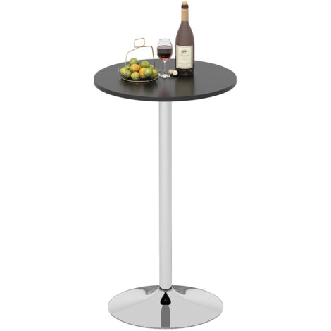 COSTWAY Round Bar Table 103cm Height Pub Table with MDF Top-Black