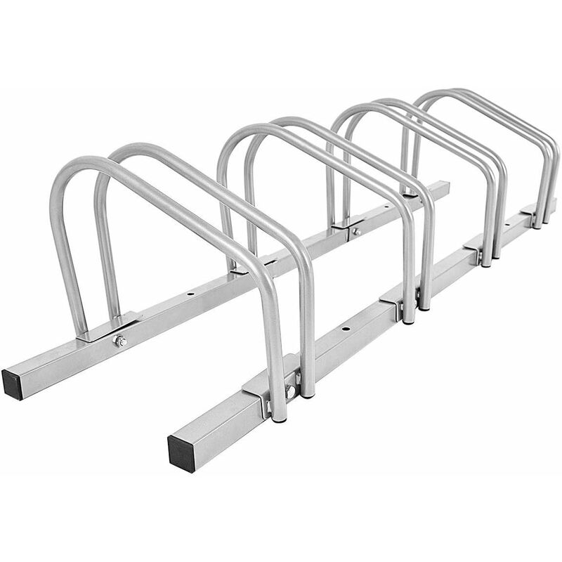 Costway - Râtelier 4 Vélos Porte-vélos Support de Plancher de Vélo Parking Résistant aux Intempéries Antirouille Cadre en Acier