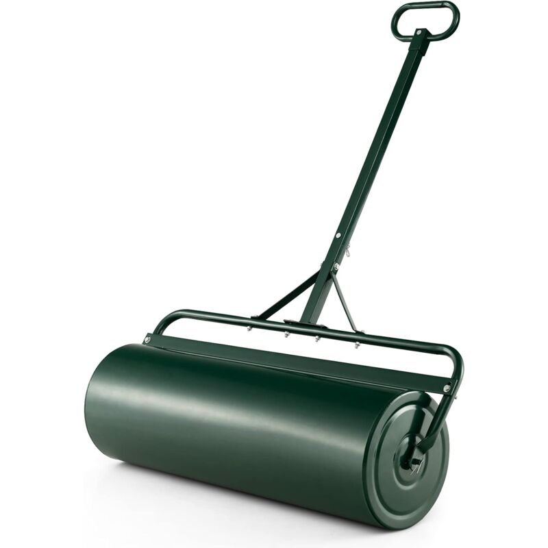 Rouleau à Gazon de Jardin en Métal avec Poignée de Préhension Détachable, Rouleau de Pelouse Rempli d'eau/Sable 63L- ø 30 cm, Idéal pour Obtenir
