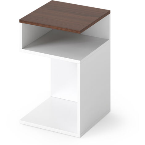 COSTWAY S-Shaped Side Table Space-saving Sofa Table w/ 2 Open Storage