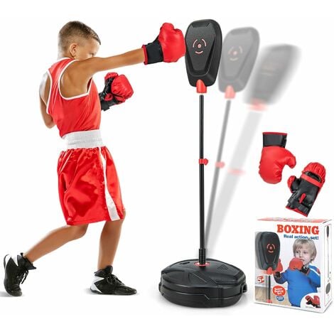 Saco de Boxeo de Altura Ajustable 6 Niveles de 95-126 cm Punching Ball con  Guantes Base Rellenable de Agua para Niños de 5+ Años Negro - Costway