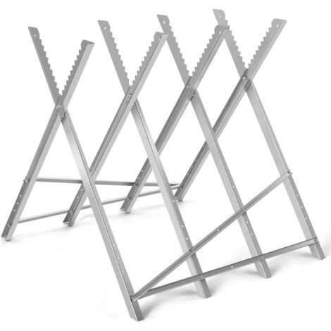 COSTWAY Sägebock Stahl, robuster Arbeitsbock 100 kg Tragkraft, Sägeständer klappbar mit gekerbten Sägezähnen Holzschneidebock tragbar Arbeitsbock