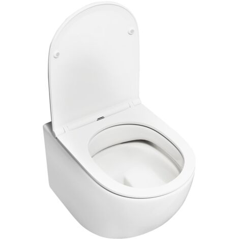 COSTWAY Sanitari Bagno a Muro, Sanitari Bagno Sospeso con Sistema di Doppio Scarico, Meccanismo di Chiusura Ammortizzata e Accessori di Montaggio, Facile da Pulire