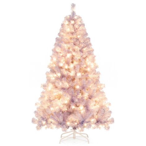 Costway – Sapin artificiel pré-éclairé 180 cm – 688 pointes – 250 lumières LED blanc chaud – 8 modes – Socle métallique robuste – Violet - 688Pointes