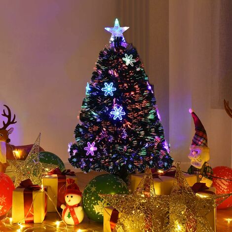 Costway – Sapin de Noël artificiel 120 cm avec lumières LED – Branches en PVC – Éclairage multicolore – Base en fer robuste pour stabilité