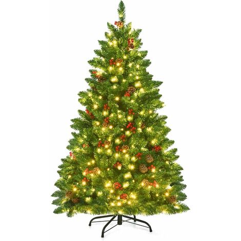 COSTWAY Sapin de Noël Artificiel 135 cm, avec 516 Branches, Aiguilles en PVC, Arbre de Noël Artificiel avec Support Métallique Robuste