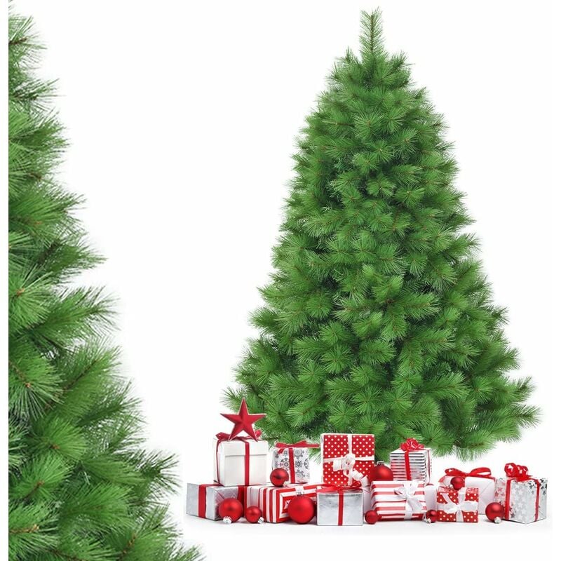 Sapin de Noël Artificiel 180 cm, 1250 Branches, Matériel pvc Arbre de Noël avec Socle en Métal Décoration de Noël - Costway