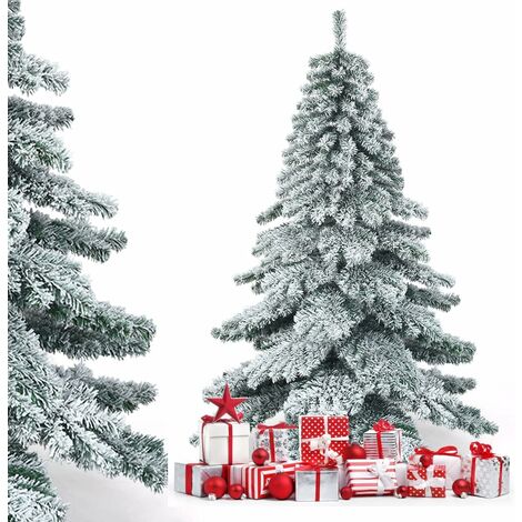 Costway – Sapin de Noël artificiel 180 cm – Flocons de neige – 657 branches en PVC – Support métallique robuste – Assemblage rapide avec charnières