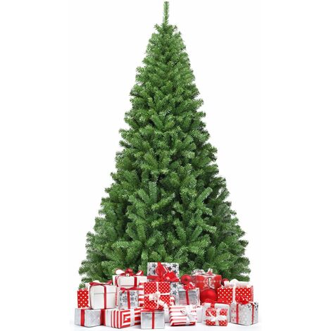 Costway – Sapin de Noël artificiel 225 cm – Aiguilles en PVC réalistes – 1346 branches – Pied métallique solide – Pour décoration intérieure et extérieure