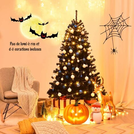 COSTWAY Sapin de Noël Artificiel 180cm avec 1036 Branches Aiguilles en PVC avec Support en Métal Pliable, Arbre d'épicéa Décoration de Vacances