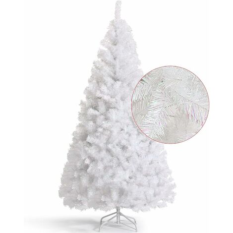 main image of "COSTWAY Sapin de Noël Artificiel Blanc 150 cm avec 500 Rameaux PVC Couleur Attrayante Support Métallique Pliable Décoratif de Fêtes"