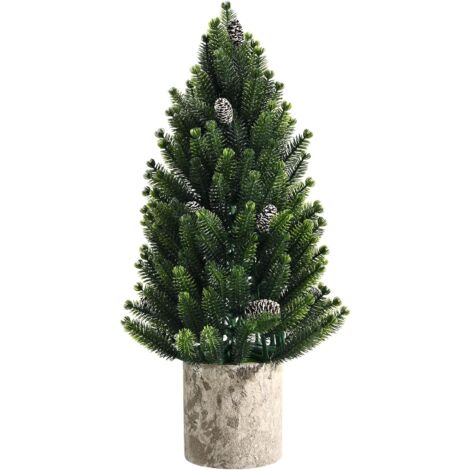 COSTWAY Sapin de Noël de Table Artificiel Miniature Poudre Neigeuse 47 cm 170 Rameaux Base en Pâte à Papier en PE Décoration de Noël