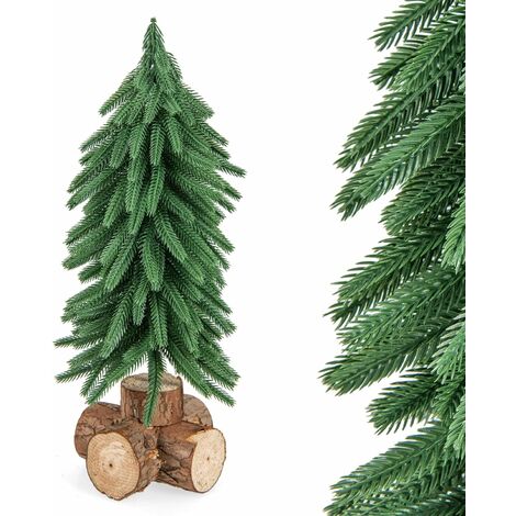 COSTWAY Sapin de Noël de Table de 40 cm, Arbre de Noël Artificiel, 200 Branches et Base en Bois Massif, Mini Arbre de Décoration de Noël pour Maison, Bureau, Magasin, sans Installation