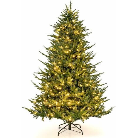 Costway – Sapin de Noël lumineux 137 cm avec 180 lumières LED – 8 modes d'éclairage – Base en fer – Installation rapide et facile