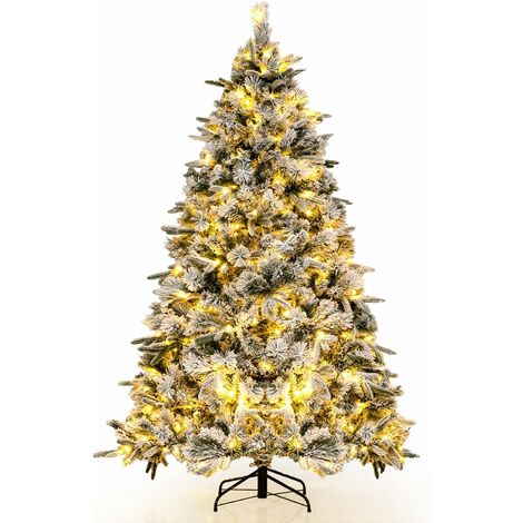 Costway – Sapin de Noël lumineux 186 cm – Arbre artificiel pré-illuminé avec 250 lumières LED – Base en fer – Installation automatique facile – Décoration maison
