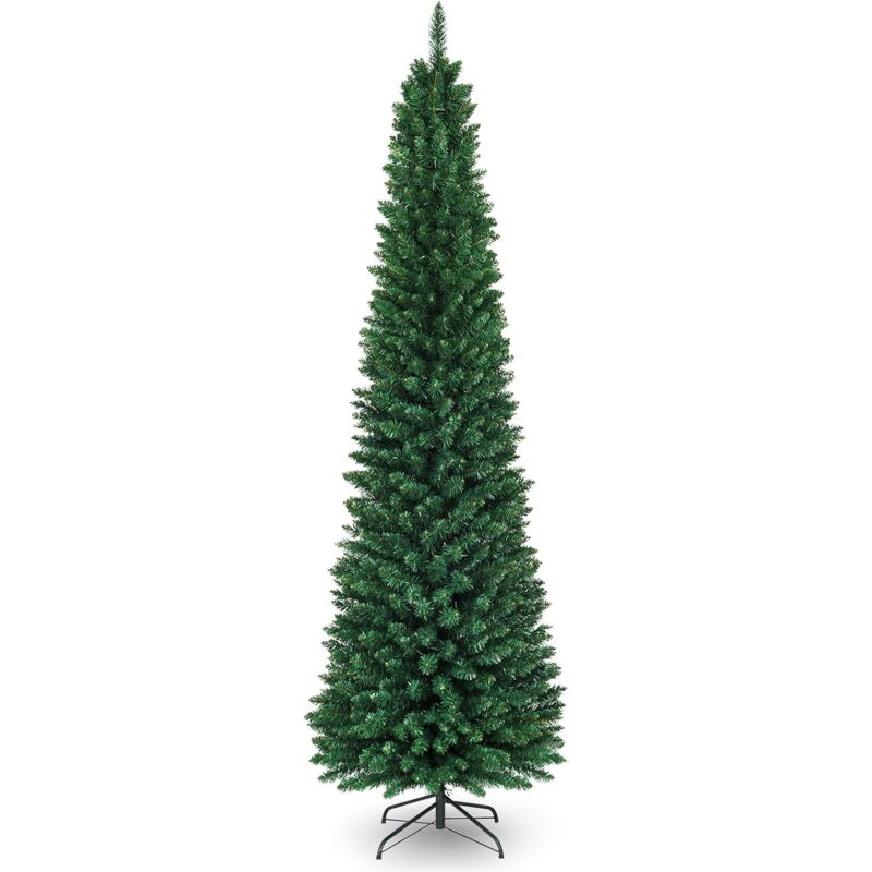 Sapin de Noël 240 cm 1000 Branches Arbre de Noël Artificiel avec Support en Métal Solide Aiguilles en pvc Décoration de Noël Vert Naturel - Costway