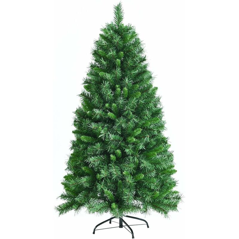 Sapin de Noël Artificiel Luxuriant 150 cm en Fleurs avec 456 Branches Support en Métal Pliable 100% pvc Vert - Costway