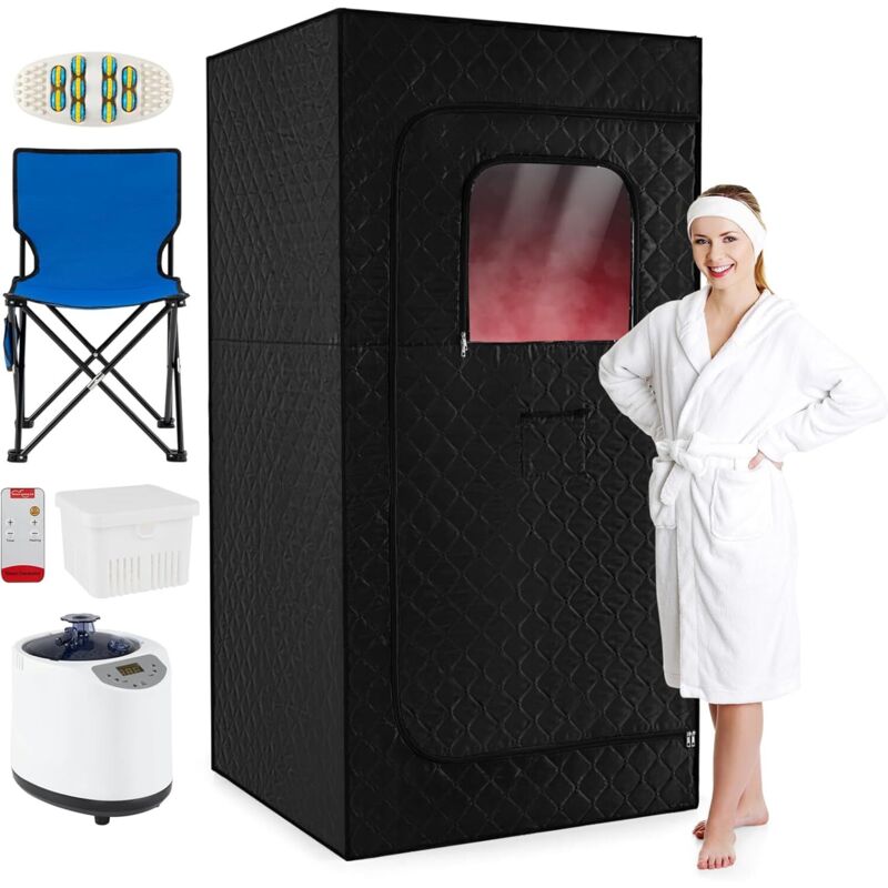 COSTWAY Sauna à Vapeur Portable 3L/1200W pour Tout le Corps, Tente de Sauna Steamer Rapide avec 15 Niveaux de Température Télécommande Minuteur 99