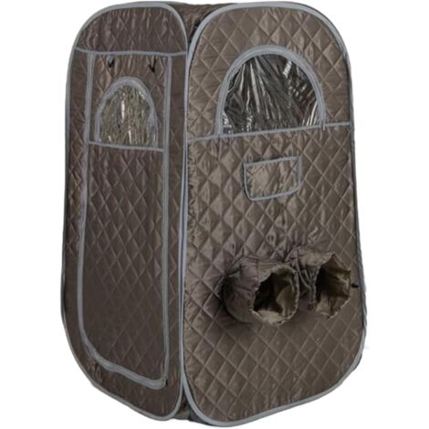 COSTWAY Sauna a Vapore Portatile 3L, Sauna da Casa con 9 Livelli di Regolazione della Temperatura da 40-65℃, Telecomando, Sedia Pieghevole e Massaggiatore per Piedi in Legno (Grigio)