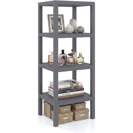 COSTWAY Scaffale di Stoccaggio a 4 Ripiani, Plastica, 38x32.5x99cm,per Bagno Cucina,Grigio