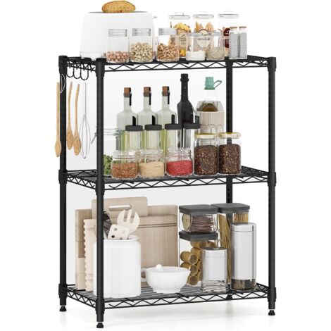 COSTWAY Scaffale in Metallo con Ripiani, Scaffale Regolabile e Resistente con Ripiani Rete a V, Organizzatore Multiuso con Anti-ribaltamento per Casa, Cucina e Garage (3 piani,Mini)