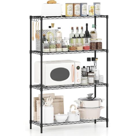 COSTWAY Scaffale in Metallo con Ripiani, Scaffale Regolabile e Resistente con Ripiani Rete a V, Organizzatore Multiuso con Anti-ribaltamento per Casa, Cucina e Garage (4 piani,Elegante)