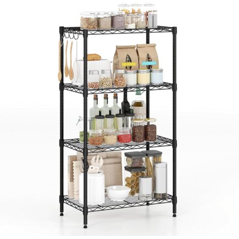 COSTWAY Scaffale in Metallo con Ripiani, Scaffale Regolabile e Resistente con Ripiani Rete a V, Organizzatore Multiuso con Anti-ribaltamento per Casa, Cucina e Garage (4 piani,Mini)