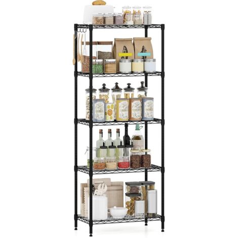 COSTWAY Scaffale in Metallo con Ripiani, Scaffale Regolabile e Resistente con Ripiani Rete a V, Organizzatore Multiuso con Anti-ribaltamento per Casa, Cucina e Garage (5 piani,Mini)