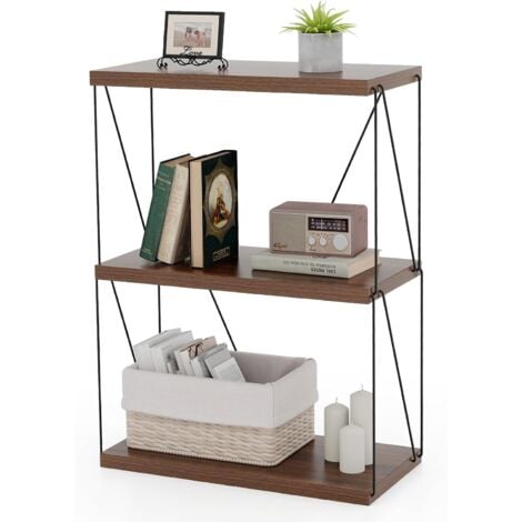 COSTWAY Scaffale Multiuso a 2/3/4/5 Ripiani, Libreria Autoportante con Struttura in Metallo, Stile Industriale, per Camera da Letto, Soggiorno Ufficio Studio (3 Livelli 61x29,5x82cm)