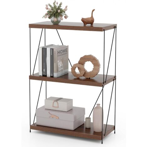 COSTWAY Scaffale Multiuso a 2/3/4/5 Ripiani, Libreria Autoportante con Struttura in Metallo, Stile Industriale, per Camera da Letto, Soggiorno Ufficio Studio (3 Livelli 61x29,5x85,5cm)