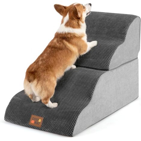 COSTWAY Scaletta per Cani a 4 Gradini Altezza 50 cm,con Fondo Antiscivolo,73x40,5x50 cm