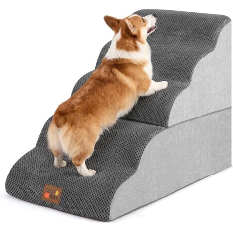 COSTWAY Scaletta per Cani a 5 Gradini Altezza 56 cm,con Fondo Antiscivolo,85x40,5x56 cm