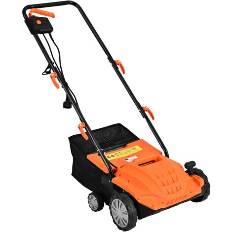 COSTWAY Scarificatore 2 In-1 per Prato, Arieggiatore Elettrico con Sacco Raccoglitore da 30L, Larghezza 32cm, con 3 Posizioni Regolabili, Scarificatore 1500W per Giardino Cortile (32 cm, Arancione)