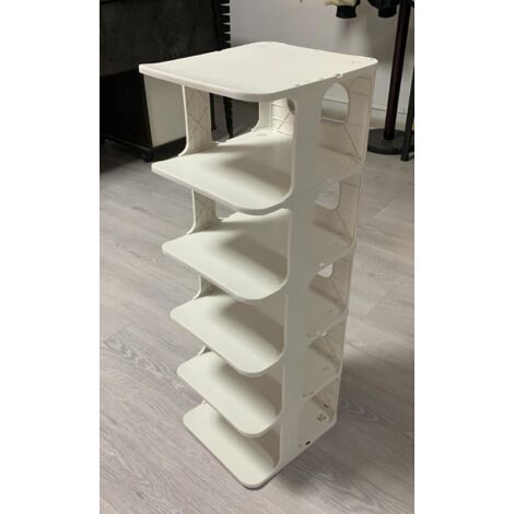 COSTWAY Scarpiera a 6 Ripiani, Scaffale Porta Scarpe Impilabile in Plastica,27,5x24,5x76,5 cm，Bianco