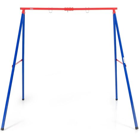 COSTWAY Schaukelgestell bis 250 kg belastbar, Schaukelgerüst für Nestschaukel Kinderschaukel, Schaukel Gestell für Garten, 194 x 184 x 180 cm(Rot-blau)