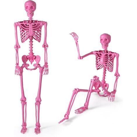 COSTWAY Scheletro di Halloween 160 cm, Scheletro Umano a Grandezza Naturale con Giuntura Mobile, Halloween Decorazione da Interno ed Esterno, per Giardino, Feste di Cimitero e Casa Infestata