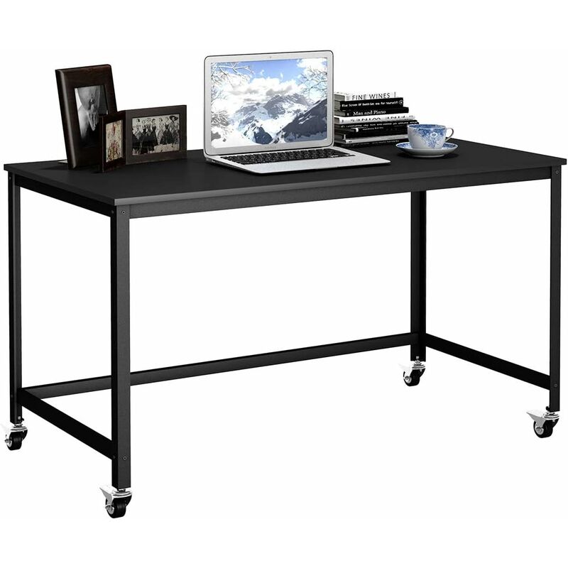 Costway - Schreibtisch Mobile, Computertisch mit stabilem Metallrahmen, Arbeitstisch mit 4 Raedern, Buerotisch, PC-Tisch, Bueromoebel fueers