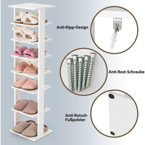 schwarz freistehendes Lagerregal Eckregal f/ür zu Hause COSTWAY Schuhregal aus Holz Schuh-Organizer vertikal 8-stufiger Schuhst/änder