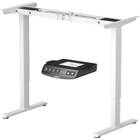 COSTWAY Scrivania Regolabile in Altezza, Scrivania Elettrica con 2 Motori con Memoria, Protezione Anticollisione e Vassoio per Cavi, Standing Desk per Casa e Ufficio, Portata 80 kg (Bianco)