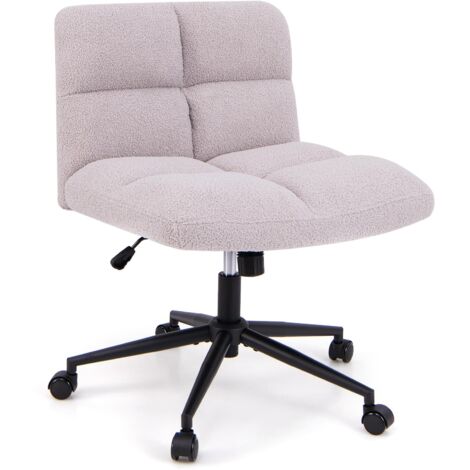 COSTWAY Sedia a Gambe Incrociate, Sedia da Ufficio con Ruote, con Seduta Riempita, Altezza Regolabile, Senza Braccioli, Portata 160 kg (Grigio)