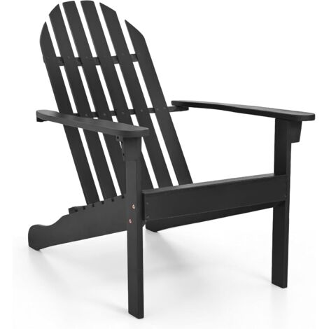 COSTWAY Sedia Adirondack da Patio in Legno di Acacia,Seduta Inclinata e Schienale,Nero