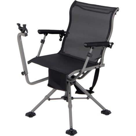 COSTWAY Sedia da Caccia, Sedia da Cecchino Pieghevole con Gambe e Supporto per Fucile Regolabili, Girevole Silenziosa a 360°, Schienale Ergonomico, Sedia da Terra Portatile, Portata 150 kg