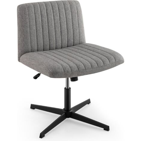 COSTWAY Sedia da Ufficio con Gambe Incrociate Senza Ruote, Sedia da Scrivania con Sedile Imbottito Ampio, Sedia Girevole 120°, Altezza Regolabile, Portata 150 kg (Grigio)