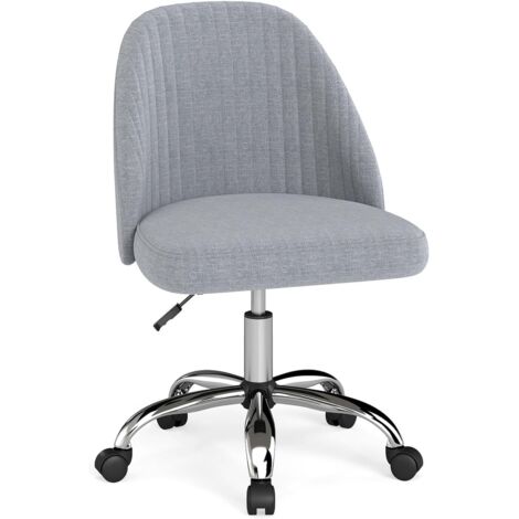 COSTWAY Sedia da Ufficio, Sedia da Scrivania Moderna senza Braccioli, con Schienale Curvo e Seduta Imbottita, Regolabile in Altezza con Rotelle Lisce per Camera da Letto (Grigio)