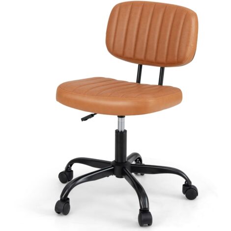 COSTWAY Sedia da Ufficio, Sedia da Scrivania senza Braccioli con Ruote, Altezza Regolabile con Rotazione a 360°, Sgabello per Scrivania con Ruote, Portata 135 kg