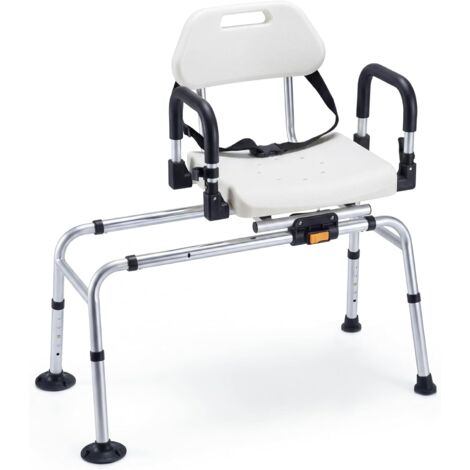 COSTWAY Sedia per Doccia Anziani con Posizione e Altezza Regolabili 87x42x81-91cm