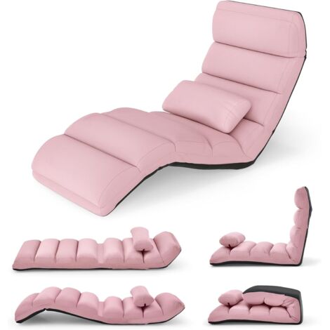 COSTWAY Sedia Pieghevole da Pavimento Portatile,Regolabile,per Rilassarsi Leggere,Rosa