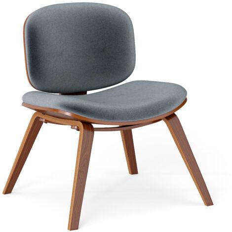 COSTWAY Sedia Relax con Schienale Curvo e Sedile Imbottito, Sedia Laterale con Struttura in Legno, senza Braccioli, per Sala da Pranzo, Soggiorno, Ufficio, Portata 136 kg (Marrone+Grigio Scuro)