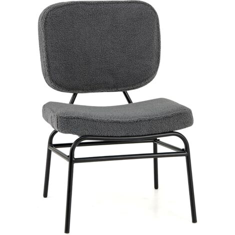 COSTWAY Sedia Relax Imbottita, Sedia da Lettura in Sherpa con Imbottitura in Spugna, Piedini Regolabili e Struttura in Metallo, Sedia Moderna per Soggiorno, Studio, Portata 150 kg (Grigio)